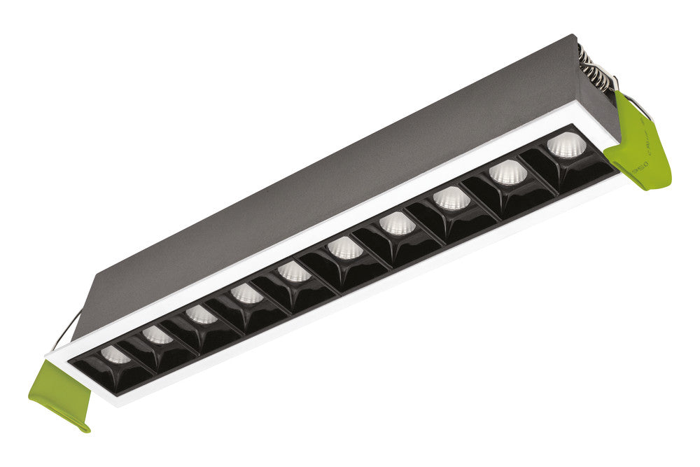 TRACELUX 20W 10 LIGHT 4000K 45MM WIDTH RECESSED LINEAR DOWNLIGHT LED 273MM BY 37MM CUTOUT CRI90 IP20 1660LM 30 DEG BEAM 83LM/W WHITE BEZEL WITHOUT OUTER COVER WITHOUT DRIVER - ILDLTR005
