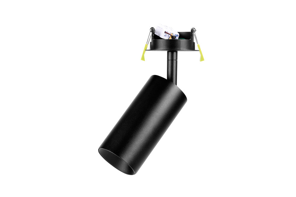ACCENTPLUS SPOTLIGHT S2 65MM DIAMETER 130MM LENGTH GU10 LED RECESSED MOUNTED 70MM CUTOUT ADJUSTABLE BLACK FINISH - ILNEV026