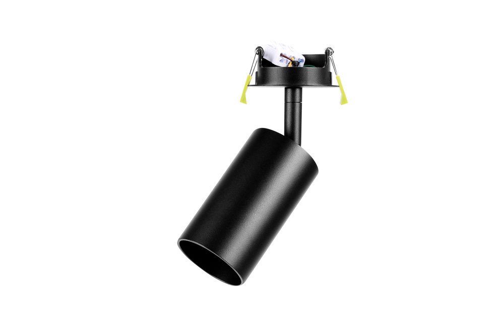 ACCENTPLUS SPOTLIGHT S1 56MM DIAMETER 100MM LENGTH GU10 LED RECESSED MOUNTED 70MM CUTOUT ADJUSTABLE BLACK FINISH - ILNEV025