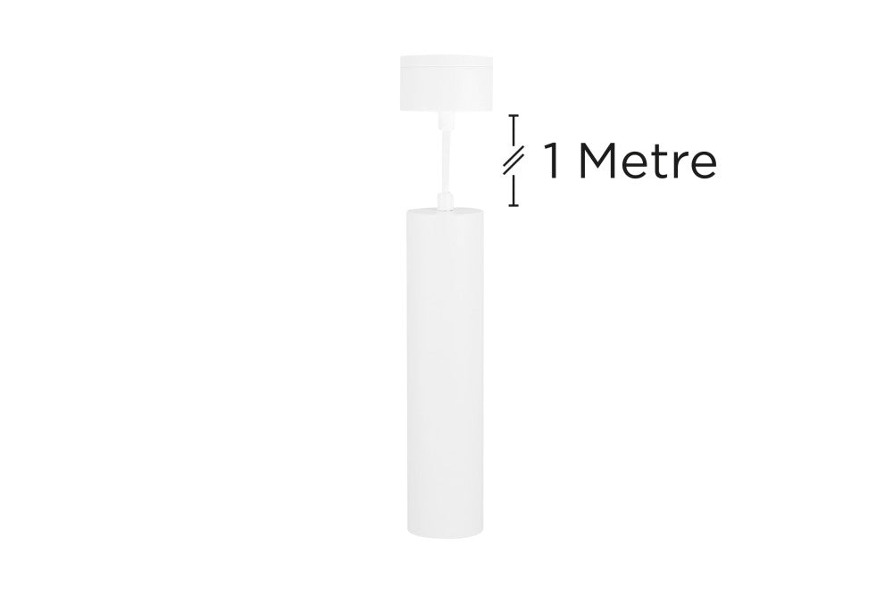 ACCENTPLUS SPOTLIGHT S1 56MM DIAMETER 235MM LENGTH GU10 LED BASE SURFACE MOUNTED SUSPENDED PENDANT 1M CABLE WHITE FINISH - ILNEV023
