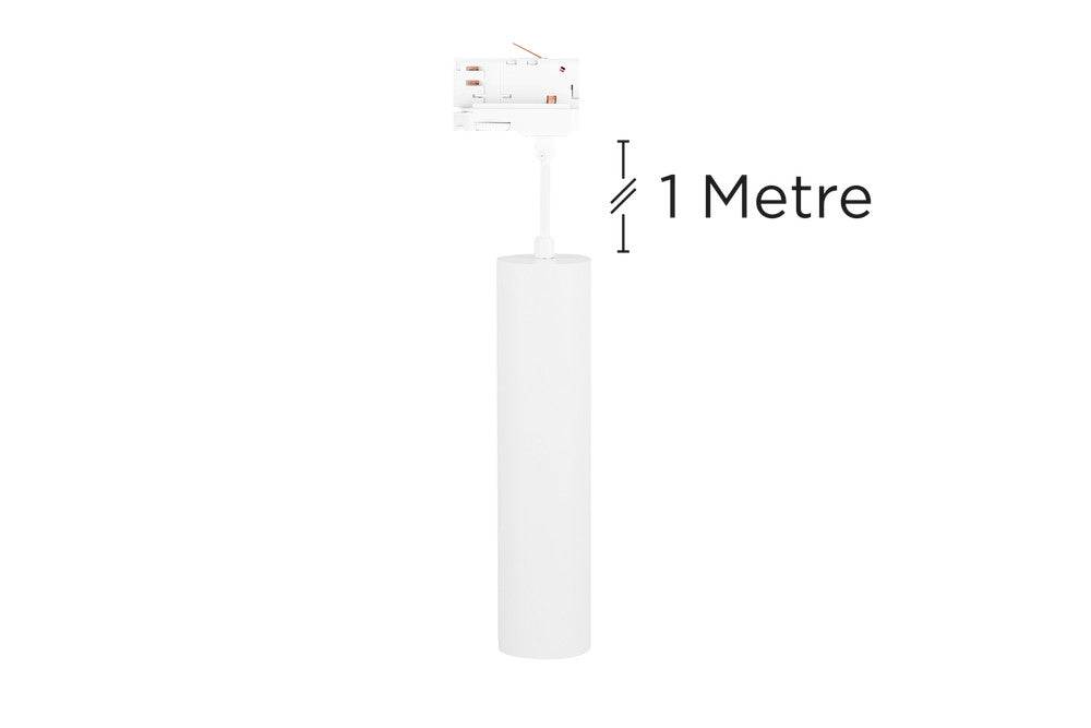 ACCENTPLUS SPOTLIGHT S1 56MM DIAMETER 235MM LENGTH GU10 LED 3 CIRCUIT TRACK MOUNTED SUSPENDED PENDANT 1M CABLE WHITE FINISH - ILNEV011