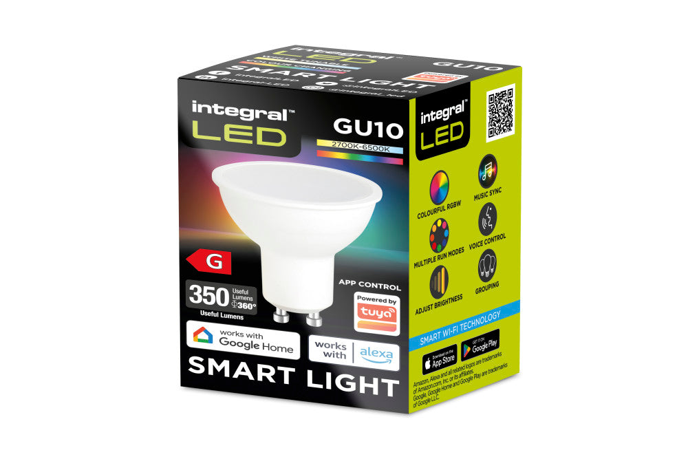SMART GU10 BULB 350LM 4.9W RGBW 2700K to 6500K TUYA CONTROL 100 BEAM INTEGRAL - ILGU10DL133