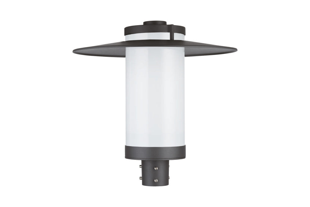 AMENITY POST TOP CANOPY LANTERN 3200LM 45W 4000K IP66 DIFFUSER PC OPAL WITH HOOD 76MM SPIGOT SURGE 10KV NEMA3 SOCKET DUSK-DAWN PHOTOCELL - ILSLA001