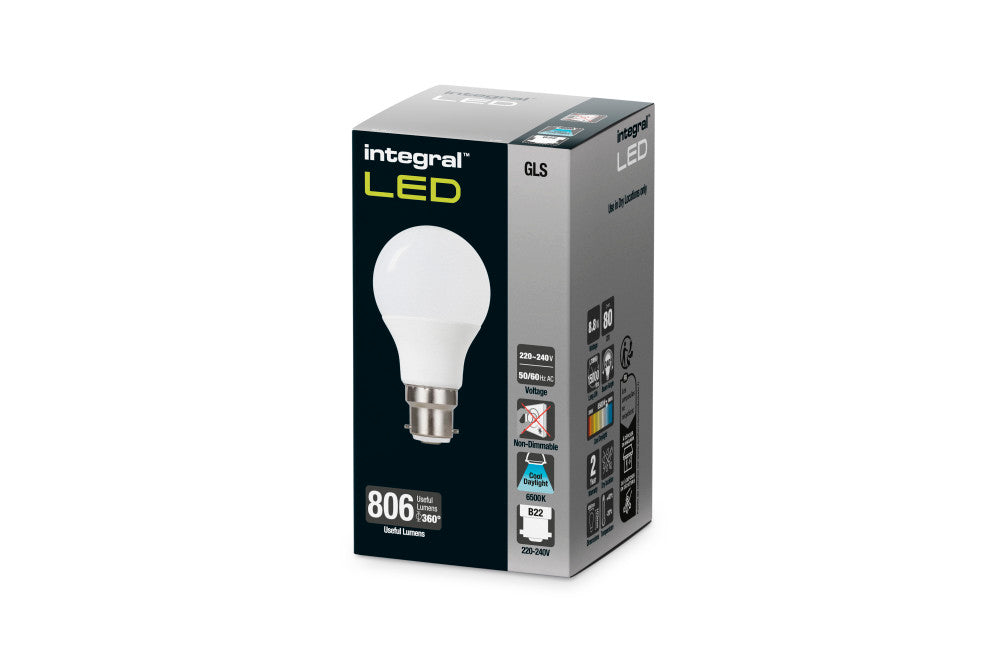 GLS BULB B22 806LM 7W 6500K NON-DIMM 240 BEAM FROSTED INTEGRAL - ILGLSB22NG163