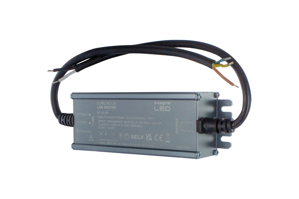CONSTANT VOLTAGE DRIVER 50W 12VDC IP67 NON-DIMM 200-240V INPUT INTEGRAL - ILDRCVC129
