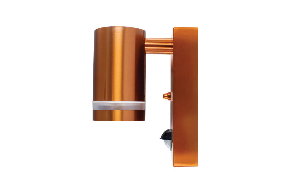 OUTDOOR STAINLESS STEEL DOWN WALL LIGHT PIR IP54 1xGU10 COPPER INTEGRAL - ILDED046