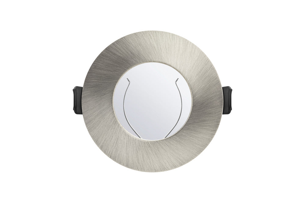 EVOFIRE FIRE RATED DOWNLIGHT 70MM CUTOUT IP65 SATIN NICKEL ROUND +GU10 HOLDER INTEGRAL - ILDLFR70D002