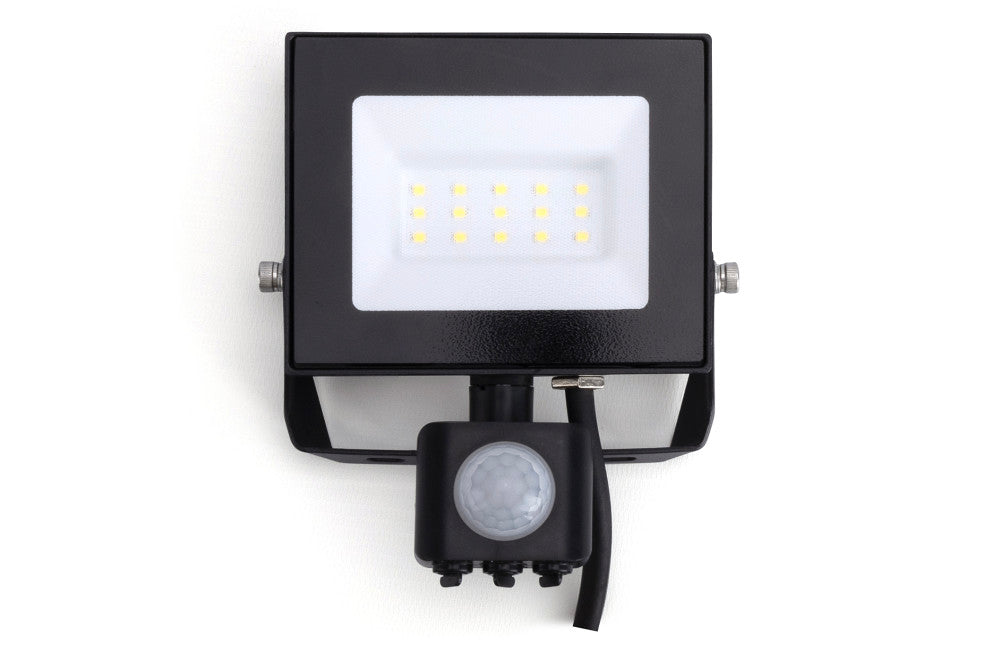 COMPACT SLIM FLOODLIGHT PIR 10W 1000LM 4000K 120 BEAM 100LM/W IP65 IK08 INTEGRAL LED BLACK - ILFLE037