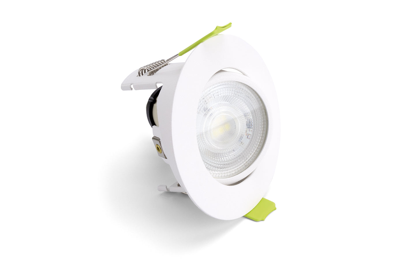 EVOFIRE FIRE RATED TILTABLE DOWNLIGHT 70MM CUTOUT 85MM DIAMETER IP20 WHITE ROUND +GU10 HOLDER - ILDLFR70K168