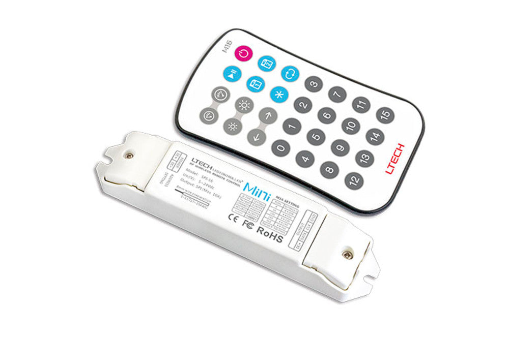 RF RECEIVER AND REMOTE BUTTON DIGITAL RGB PIXEL 5-24V CONSTANT VOLTAGE MAX 1020 PIXELS 50W(5V) AND 120W(12V) AND 240W(24V) INTEGRAL - ILRC023