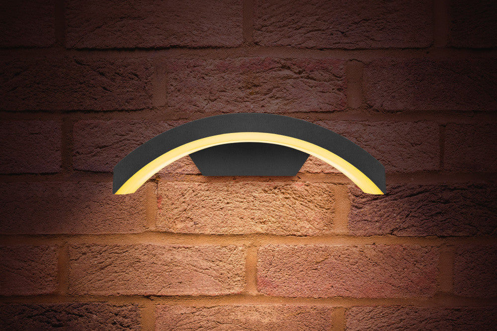 OUTDOOR DECORATIVE WALL LIGHT CURVE IP54 360LM 7.5W 3000K DOWN LIGHT DARK GREY INTEGRAL - ILDEA008
