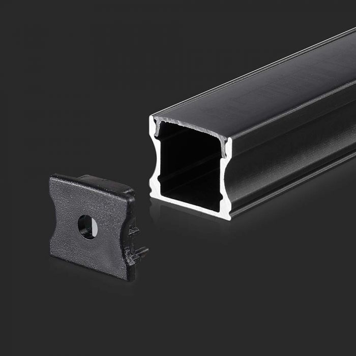 MOUNTING KIT WITH DIFFUSER FOR LED STRIP SURFACED 2000x17.2x14.4mm BLACK