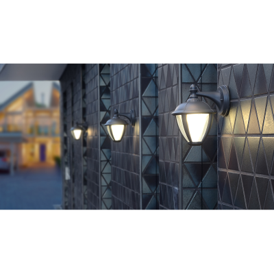 Lantern, LED Wall 3000K 330lm IP44, c/w Clear Glass Diffuser