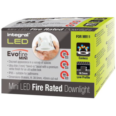 Downlight, Evofire Mini Round Fire Rated IP65, 45mm Cutout No Lamp Holder