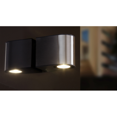 Wall Light, LED Bidirectional 4000K 500lm IP54, c/w Clear Glass Diffuser