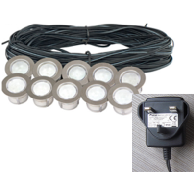 Groundlight, Round LED Deck 4000K IP67, c/w Clear Polycarbonate Diffuser