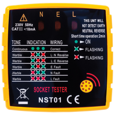 Socket Tester, Standard c/w LED Indicator
