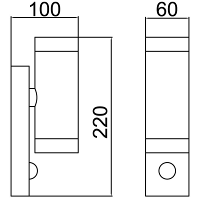 Wall Light, Rado Blk Up/Down GU10 IP44, c/w PIR Sensor