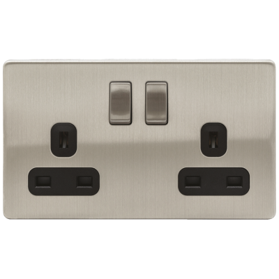 Ultima - Socket, 2 Gang (2G) DP Switched Twin Earth