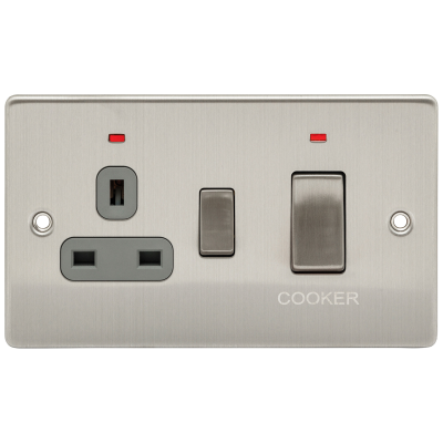 Premium Edge - Cooker Control Unit, c/w Neon & 13A Socket Grey Insert