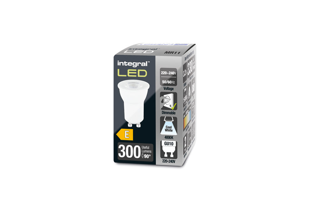 MR11 GU10 BULB 330LM 3.2W 4000K DIMMABLE 36 BEAM 80 CRI INTEGRAL - ILMR11DE012