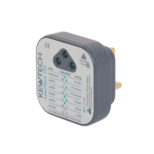 Kewtech Kewcheck103 Socket Tester with LED & Audible Tone