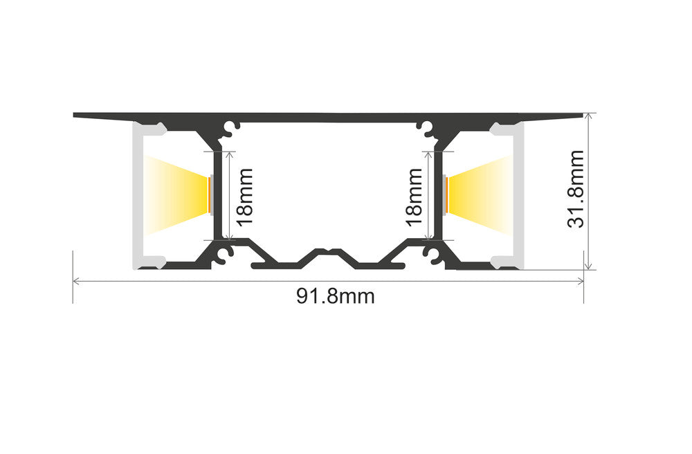 PROFILE ALUMINIUM SURFACE MOUNT 1M FROSTED DIFFUSER FOR IP67 12MM WIDTH STRIP INCLUDE 2 ENDCAPS AND 8 SCREWS INTEGRAL - ILPFS117