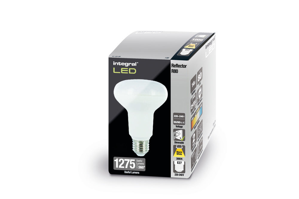 R80 BULB E27 1275LM 14W 3000K DIMMABLE 120 BEAM INTEGRAL - ILR80DD006