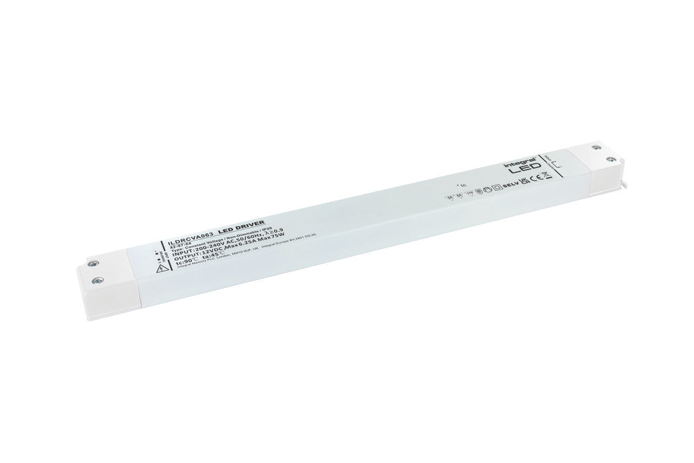 CONSTANT VOLTAGE LONG & SLIM DRIVER 75W 12VDC IP20 NON-DIMM 180-264V INPUT - ILDRCVA063