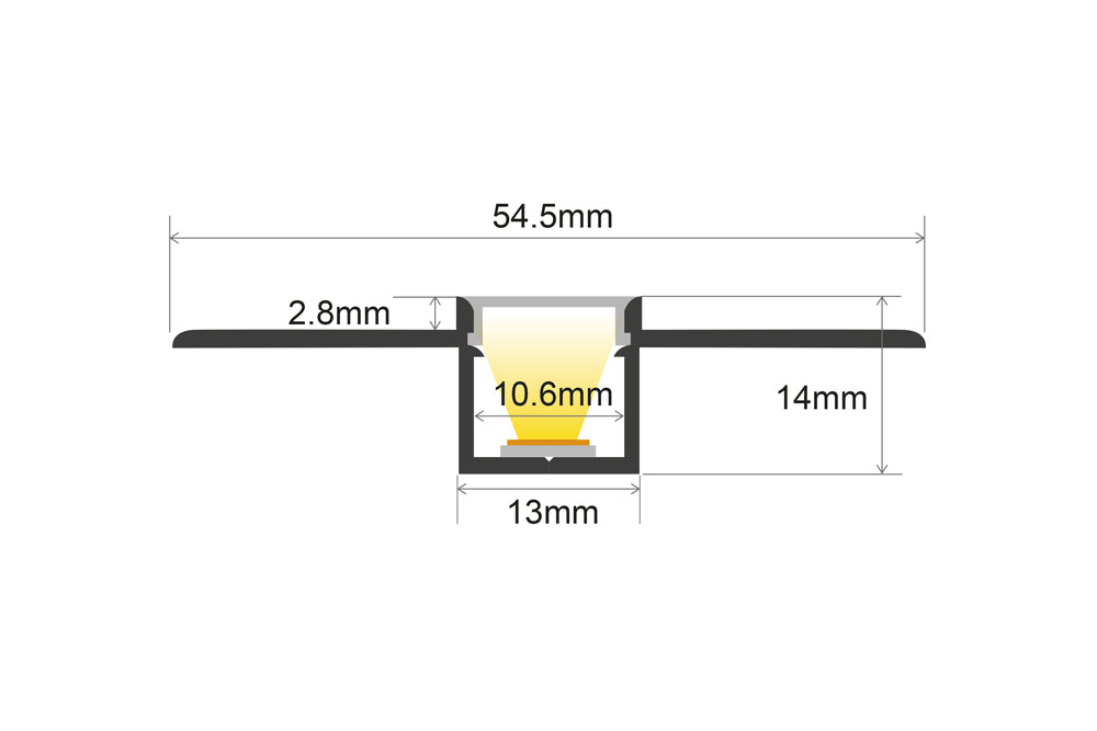 PROFILE ALUMINIUM NARROW RECESSED 2M FROSTED DIFFUSER INCLUDE 2 ENDCAPS - ILPFR176