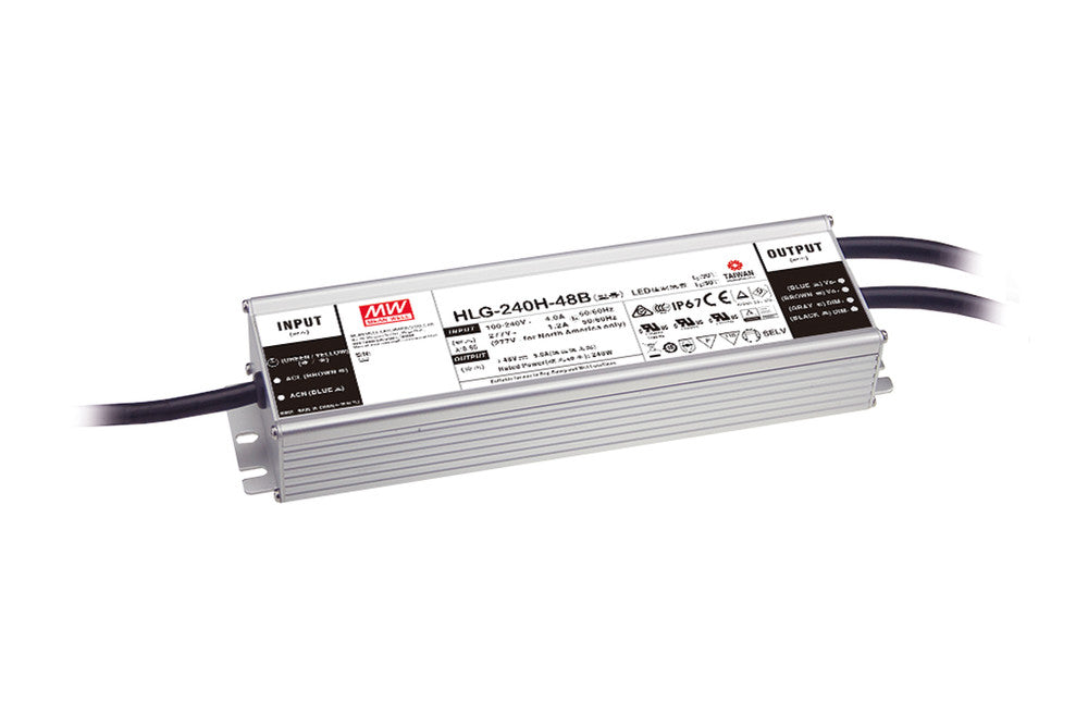 CONSTANT VOLTAGE DRIVER 240W 48VDC IP67 3 in 1 DIMMING 1-10V 10V PWM SIGNAL AND RESISTANCE 90-305V INPUT 20W MIN LOAD - HLG-240H-48B