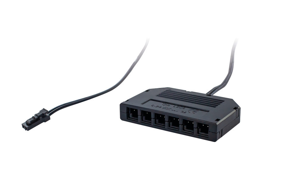 12V CHANNEL SPLITTER 6 PORT 2PIN 2.54MM BLACK CLIP 3A MAX - ILDRAA123