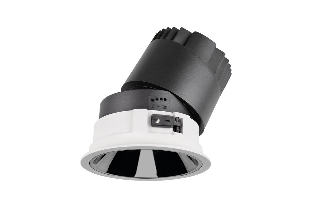 ACCENTPRO LED DOWNLIGHT 36 DEG BEAM ANGLE 95MM CUTOUT 30 DEG TILTABLE 355 DEG ROTATABLE 15W 1277LM 85LM/W 3000K CRI90 MIRROR SILVER ROUND 34VDC 350MA WITHOUT DRIVER - ILDL95P009