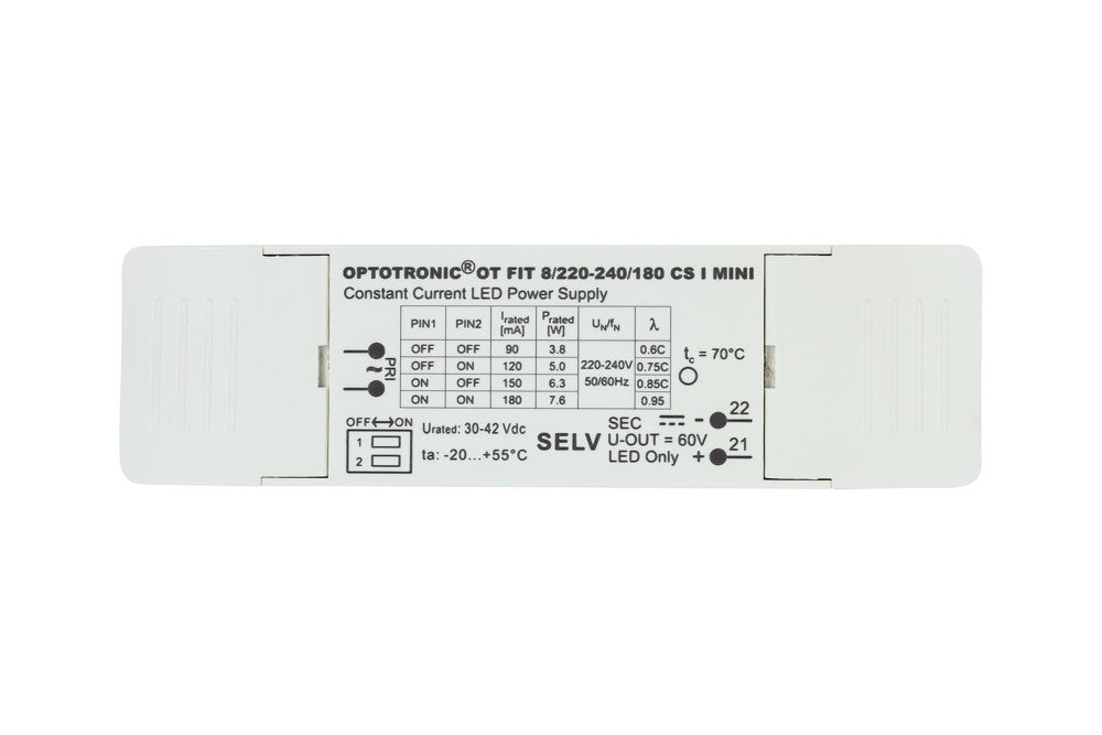 ADJUSTABLE CONSTANT CURRENT DRIVER 3-8W 90-180MA IP20 NON-DIM 30-42V OUTPUT INTEGRAL - ILDRCCA074A