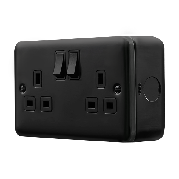 13A 2 Gang Double Pole Switched Socket Outlet - Click MetalClad Pro Range