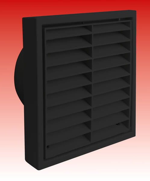 100mm Fixed Grill with Flyscreen- Black