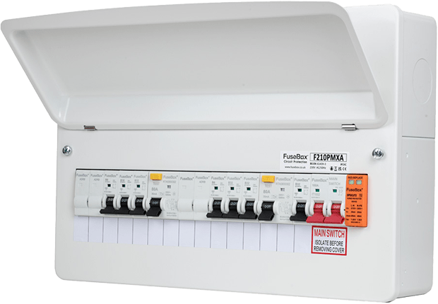 Fusebox DUAL RCD 10WAY T2 2x 80A 30MA TYPE A (INC 6 MCBs) F210PMXA