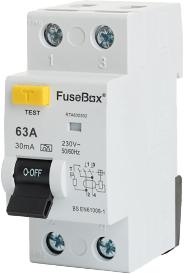Fusebox *TYPE A 63A 30mA 2P RCD RTA630302