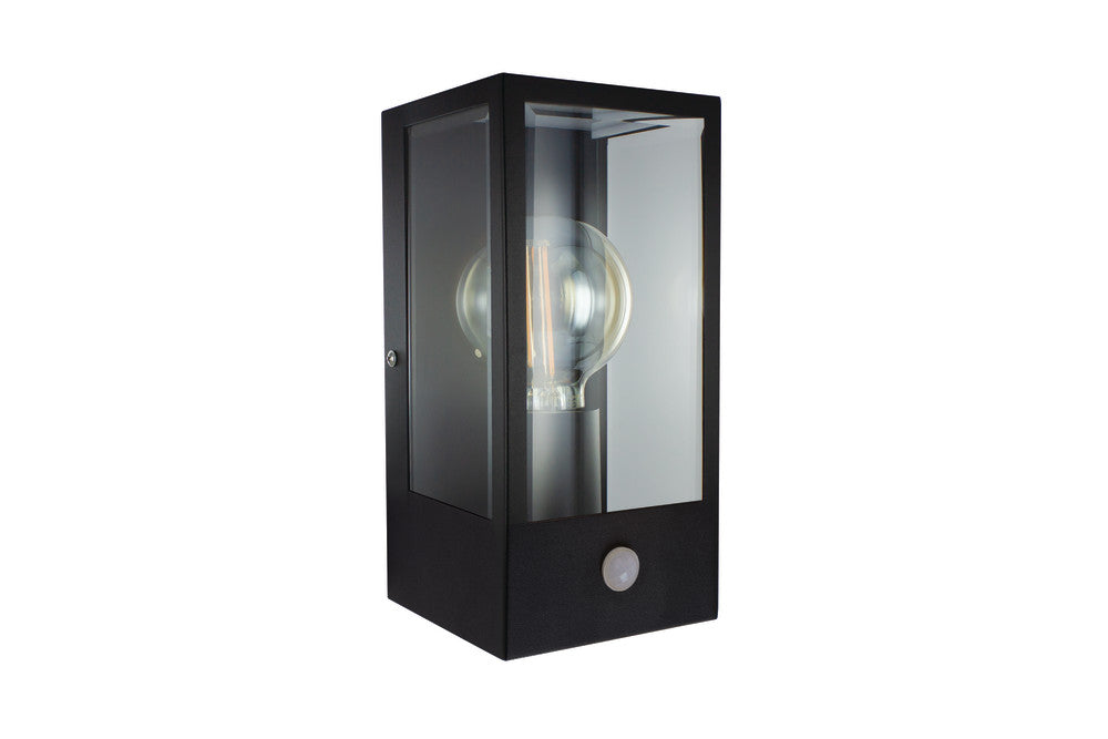 OUTDOOR DECORATIVE WALL LIGHT CONTEMPORARY LANTERN SENSOR IP44 1xE27 BLACK INTEGRAL - ILDEA037