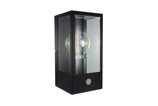 OUTDOOR DECORATIVE WALL LIGHT CONTEMPORARY LANTERN SENSOR IP44 1xE27 BLACK INTEGRAL - ILDEA037