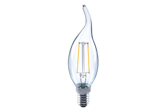 OMNI FILAMENT CANDLE BULB FLAME TIP E14 250LM 2W 4000K NON-DIMM 320 BEAM CLEAR FULL GLASS INTEGRAL - ILCANDE14NE079