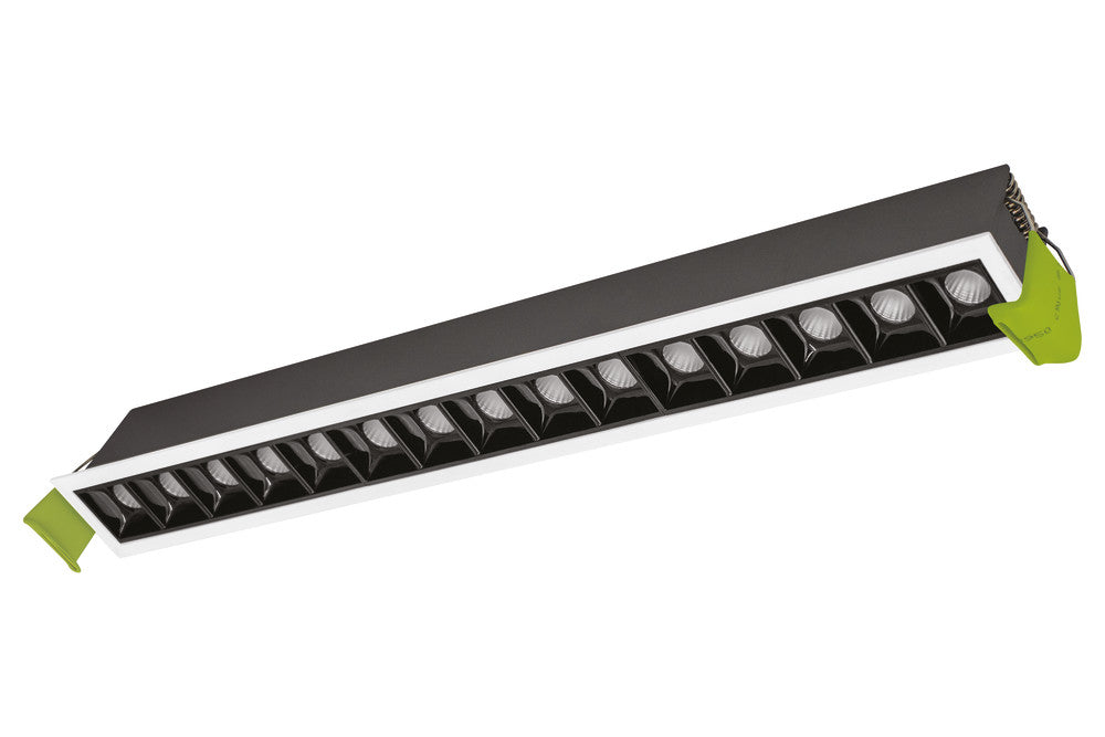 TRACELUX 30W 15 LIGHT 3000K 45MM WIDTH RECESSED LINEAR DOWNLIGHT LED 405MM BY 37MM CUTOUT CRI90 IP20 2280LM 30 DEG BEAM 76LM/W WHITE BEZEL WITHOUT OUTER COVER WITHOUT DRIVER - ILDLTR003