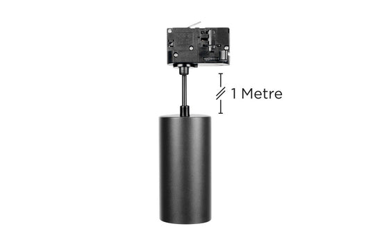 ACCENTPLUS SPOTLIGHT S2 65MM DIAMETER 130MM LENGTH GU10 LED 3 CIRCUIT TRACK MOUNTED SUSPENDED PENDANT 1M CABLE BLACK FINISH - ILNEV004