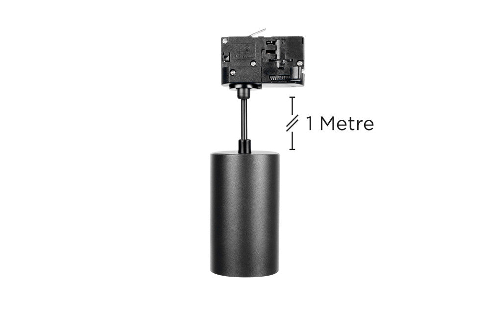 ACCENTPLUS SPOTLIGHT S1 56MM DIAMETER 100MM LENGTH GU10 LED 3 CIRCUIT TRACK MOUNTED SUSPENDED PENDANT 1M CABLE BLACK FINISH - ILNEV003