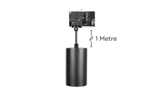 ACCENTPLUS SPOTLIGHT S1 56MM DIAMETER 100MM LENGTH GU10 LED 3 CIRCUIT TRACK MOUNTED SUSPENDED PENDANT 1M CABLE BLACK FINISH - ILNEV003