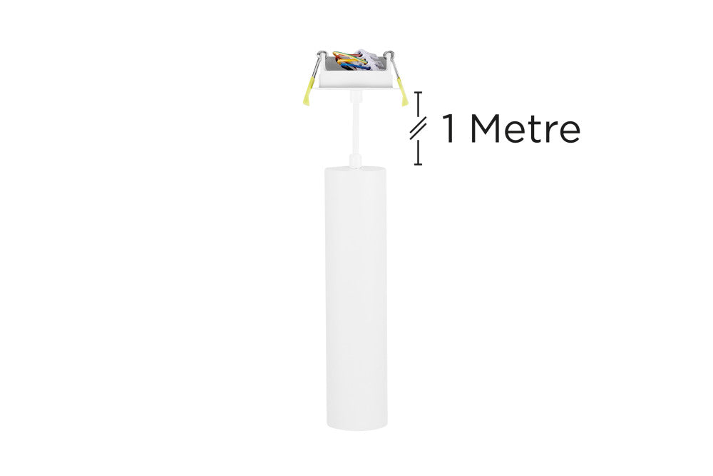 ACCENTPLUS SPOTLIGHT S1 56MM DIAMETER 235MM LENGTH GU10 LED RECESSED MOUNTED 70MM CUTOUT SUSPENDED PENDANT 1M CABLE WHITE FINISH - ILNEV035
