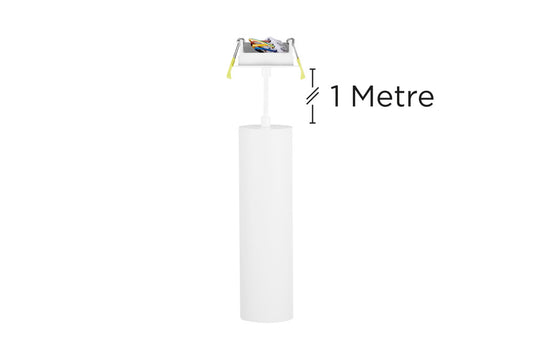 ACCENTPLUS SPOTLIGHT S2 65MM DIAMETER 235MM LENGTH GU10 LED RECESSED MOUNTED 70MM CUTOUT SUSPENDED PENDANT 1M CABLE WHITE FINISH - ILNEV036