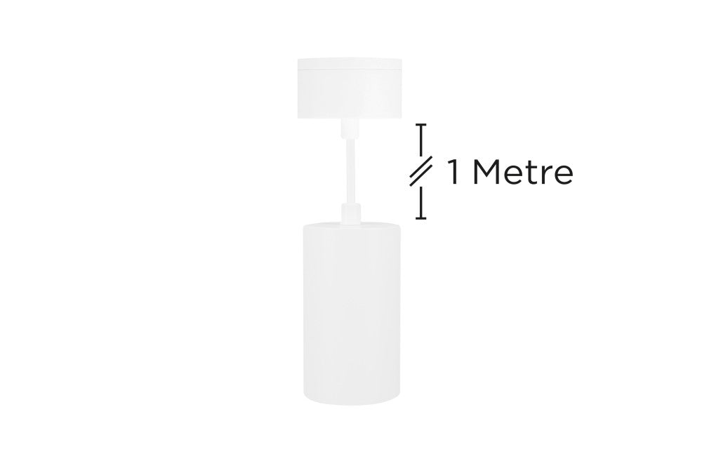ACCENTPLUS SPOTLIGHT S1 56MM DIAMETER 100MM LENGTH GU10 LED BASE SURFACE MOUNTED SUSPENDED PENDANT 1M CABLE WHITE FINISH - ILNEV021