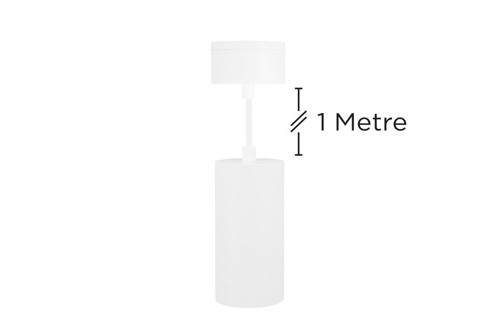 ACCENTPLUS SPOTLIGHT S2 65MM DIAMETER 130MM LENGTH GU10 LED BASE SURFACE MOUNTED SUSPENDED PENDANT 1M CABLE WHITE FINISH - ILNEV022
