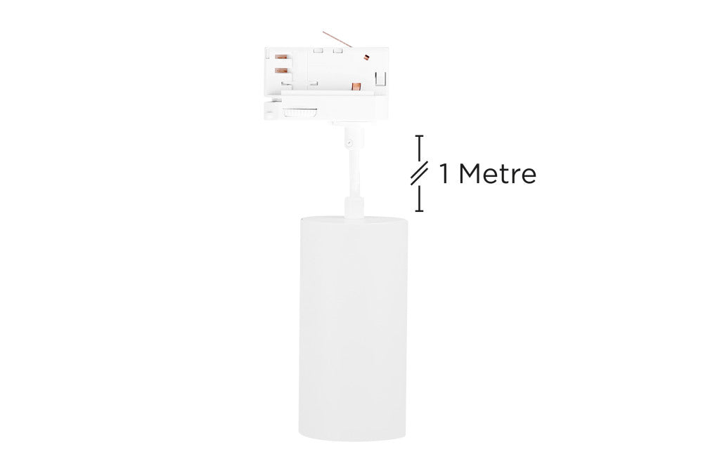 ACCENTPLUS SPOTLIGHT S2 65MM DIAMETER 130MM LENGTH GU10 LED 3 CIRCUIT TRACK MOUNTED SUSPENDED PENDANT 1M CABLE WHITE FINISH - ILNEV010